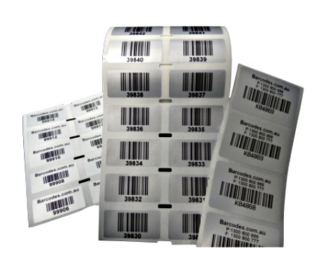 38mm X 19mm Thermal Transfer Metalised Polyester Labels RT3819-2.5MP from Barcodes.com.au