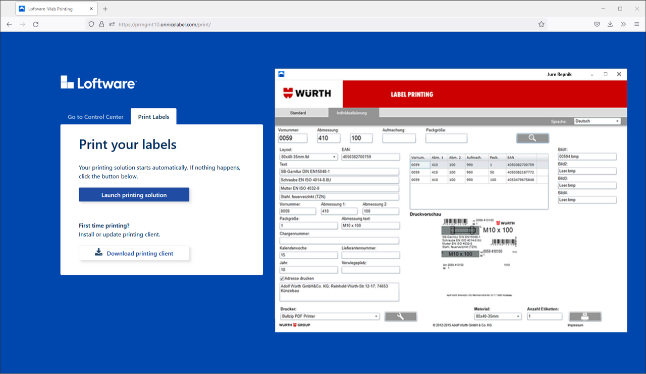 Loftware Cloud - Web Printing