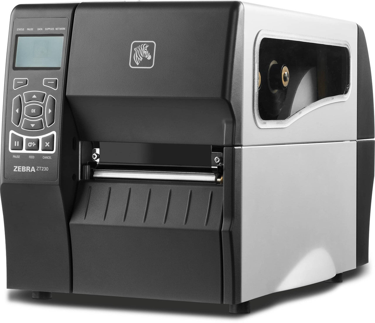 ZT230T Thermal Transfer Printer USB and Serial-side view-from barcodes.com.au