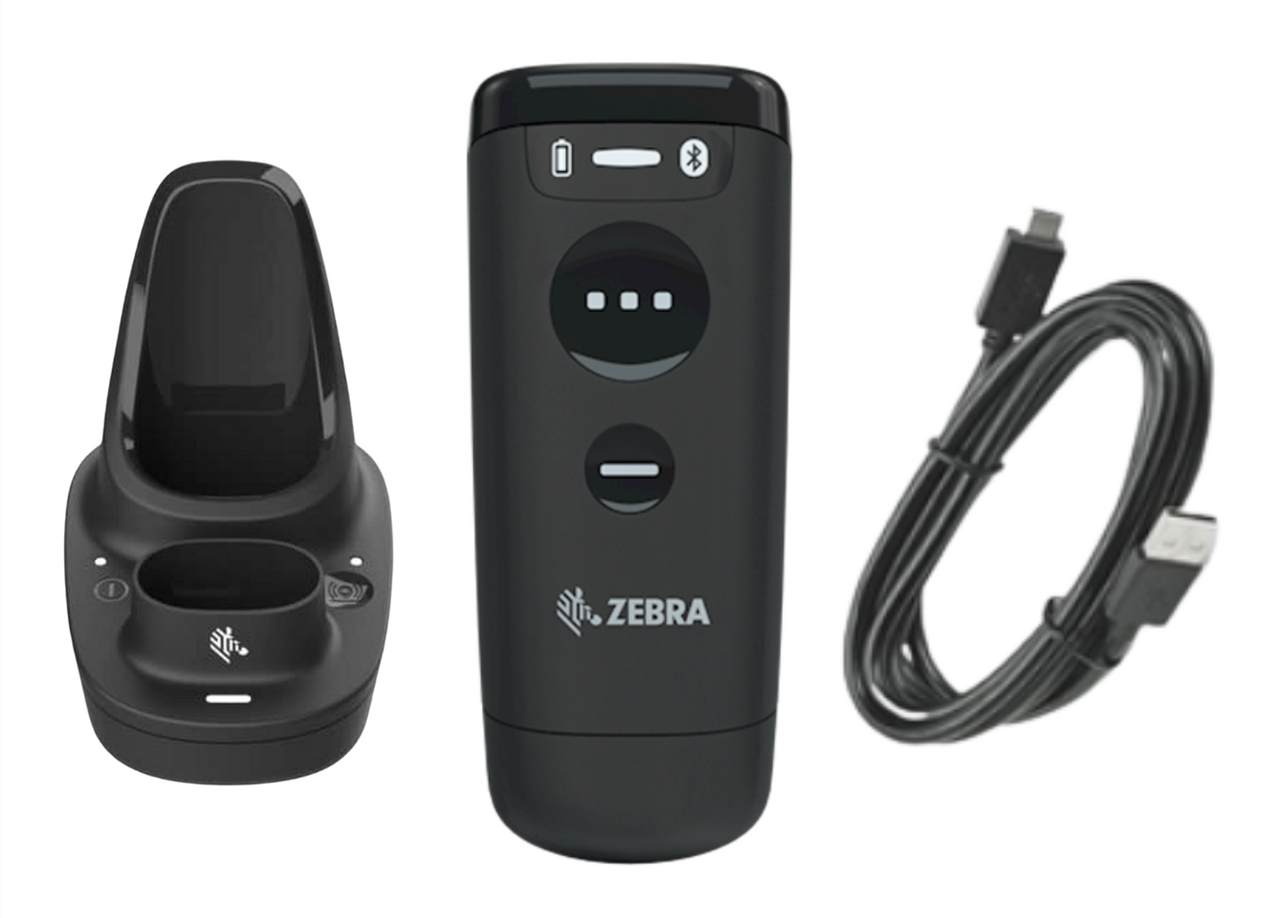 Zebra CS6080 Scanner kit includes scanner, charge dock and USB C cable