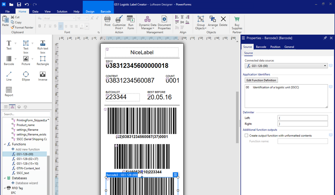 Loftware Label Design Example 1