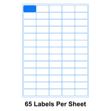 A4 Sheet Labels - 65 Labels Per Page LA465 from Barcodes.com.au 
Informational
