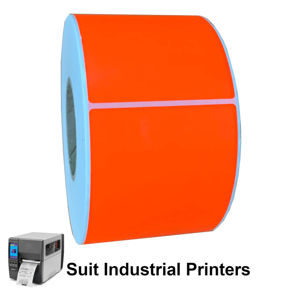 102mm x 150mm Fluorescent red thermal transfer labels. Barcodes.com.au
