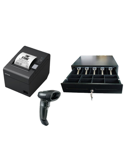POS Bundle 2 - Epson TM-T82IV + Zebra LI2208 Scanner + EC410 Cash Drawer - from barcodes.com.au