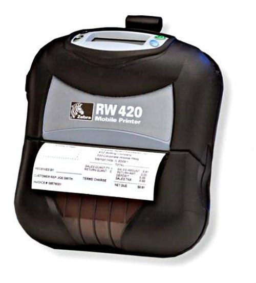 Zebra RW 420 Mobile Printer -Font view- from Barcodes.com.au